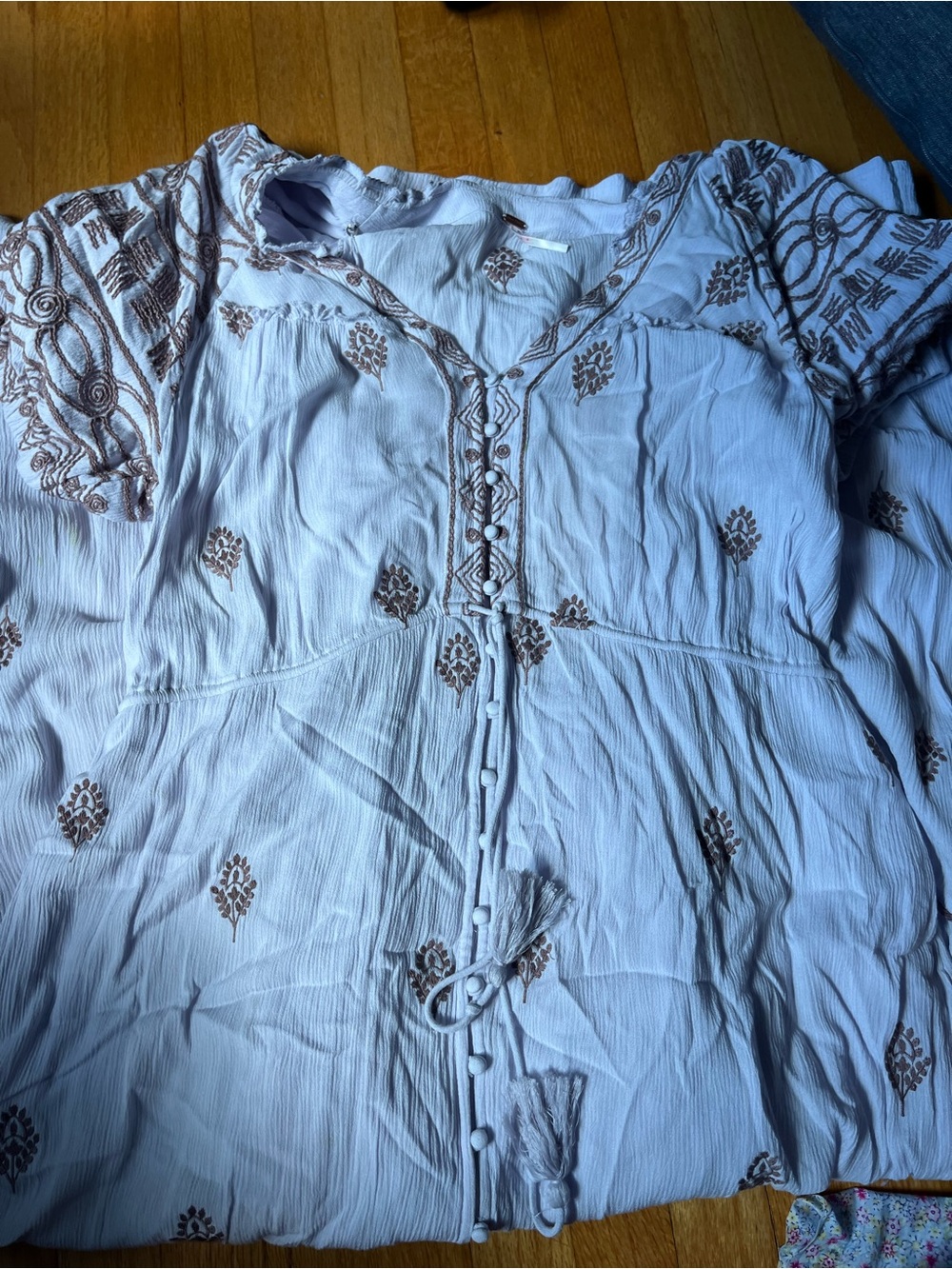 Anthropologie maxi lilac embroidered dress